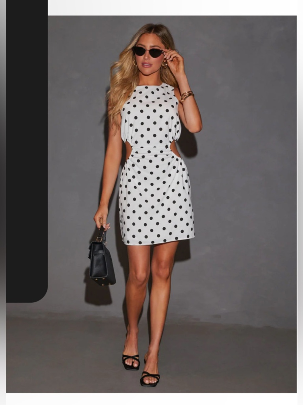 Polka dot cut out dress